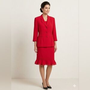 Danny & Nicole 90's Vintage Vibrant Red Blazer and Skirt Set